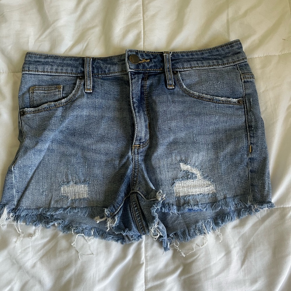 Blue Distressed Jean Shorts